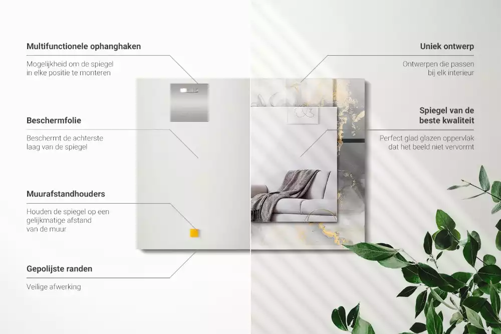 Rechthoekige spiegel met decoratie Abstracte moderne kunst