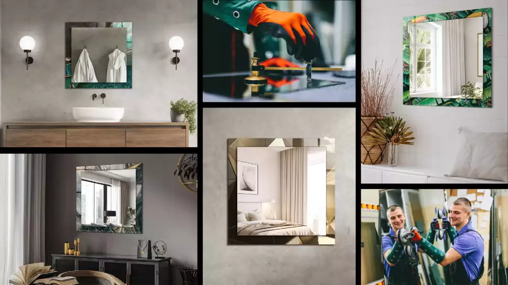 Rechthoekige spiegel met decoratie Abstracte moderne kunst