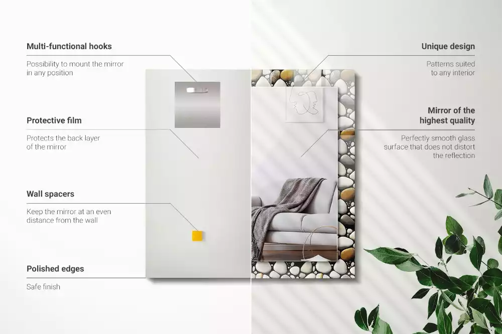 Rechthoekige spiegel lijst met print Stenen patroon textuur