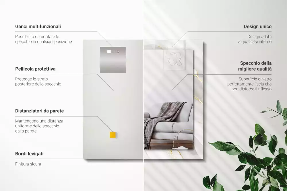 Bedrukte rechthoekige spiegel Grijs marmer