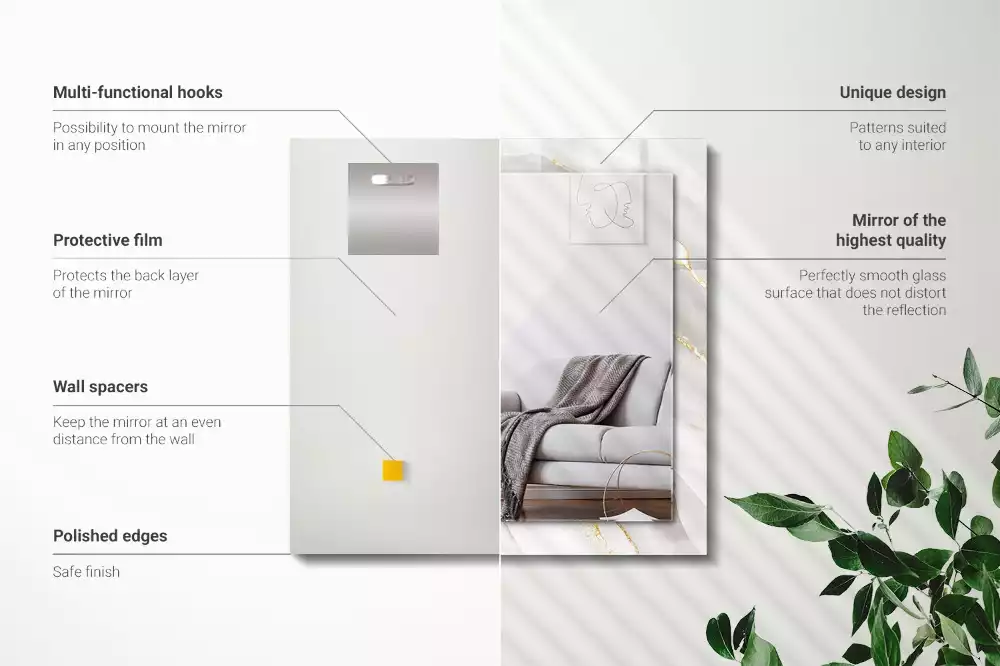 Bedrukte rechthoekige spiegel Grijs marmer