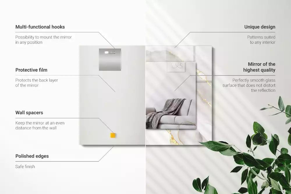 Bedrukte rechthoekige spiegel Grijs marmer