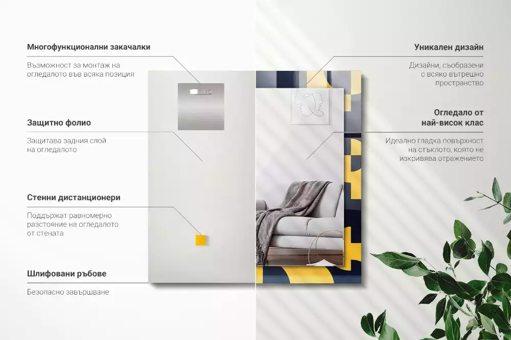 Rechthoekige spiegel met bedrukte lijst Abstract geometrisch patroon