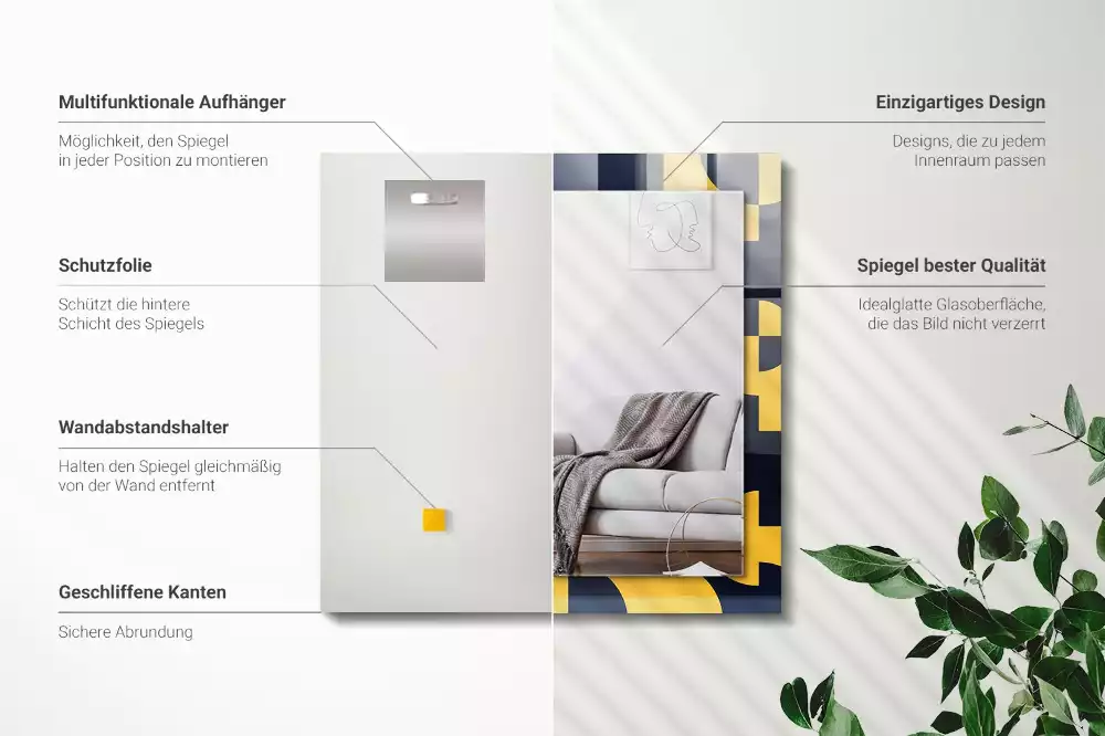 Rechthoekige spiegel met bedrukte lijst Abstract geometrisch patroon