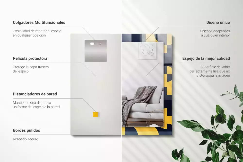 Rechthoekige spiegel met bedrukte lijst Abstract geometrisch patroon