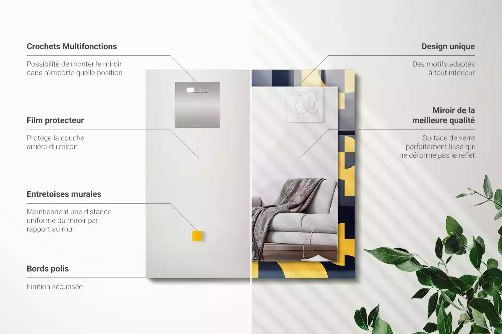 Rechthoekige spiegel met bedrukte lijst Abstract geometrisch patroon