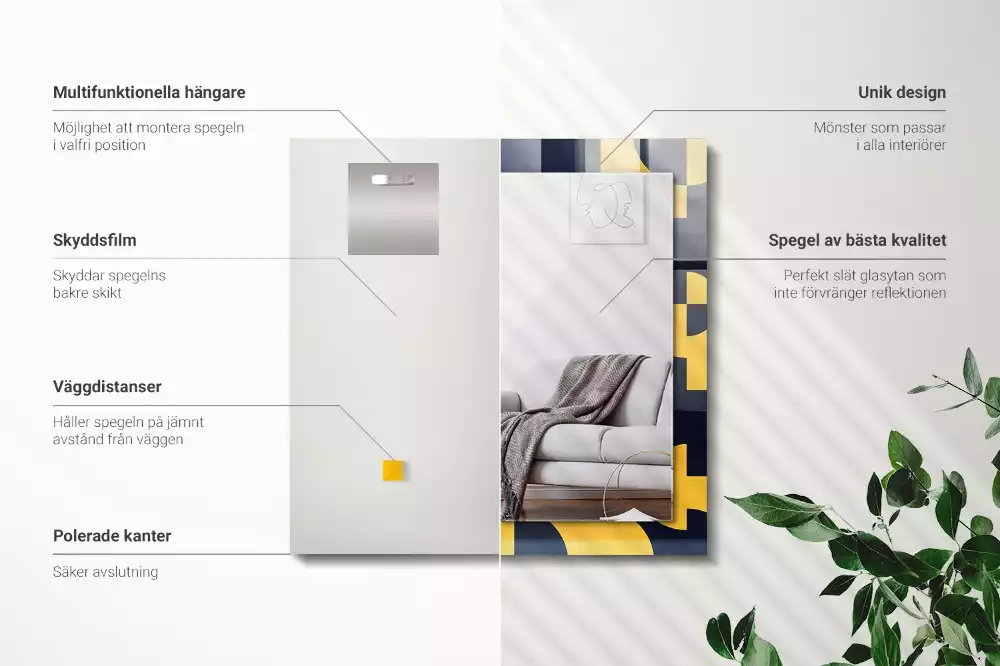 Rechthoekige spiegel met bedrukte lijst Abstract geometrisch patroon