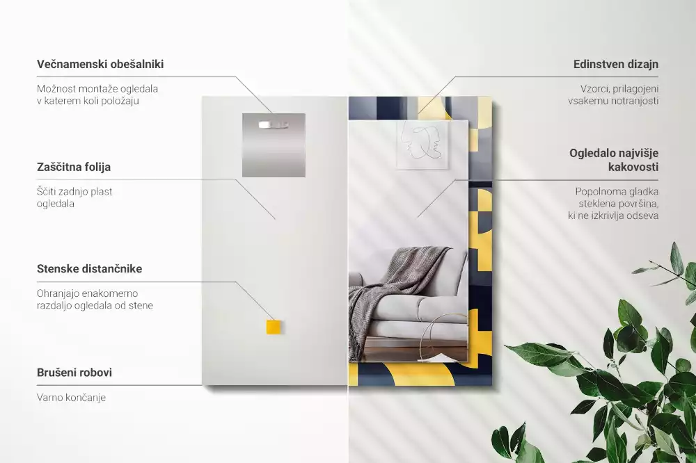 Rechthoekige spiegel met bedrukte lijst Abstract geometrisch patroon