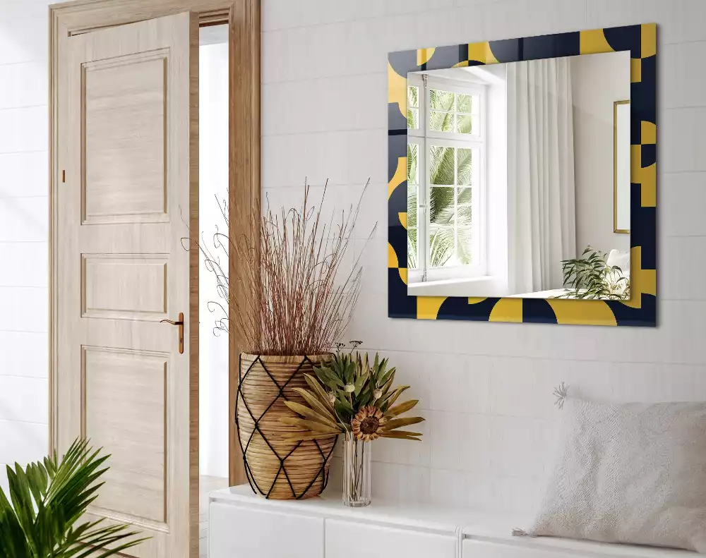 Rechthoekige spiegel met bedrukte lijst Abstract geometrisch patroon