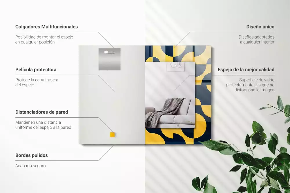 Rechthoekige spiegel met bedrukte lijst Abstract geometrisch patroon