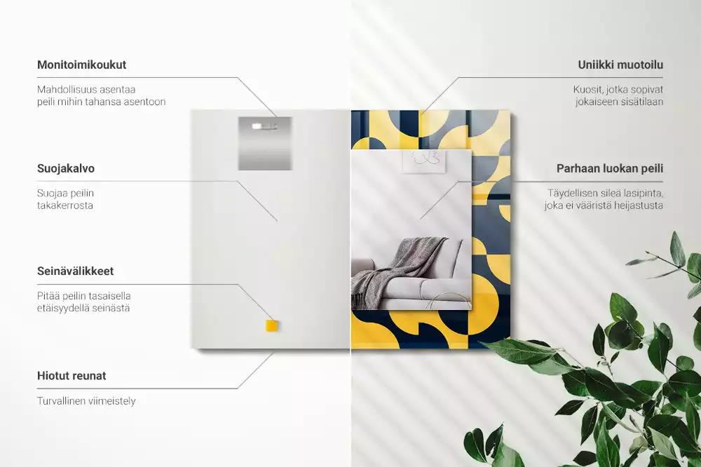 Rechthoekige spiegel met bedrukte lijst Abstract geometrisch patroon