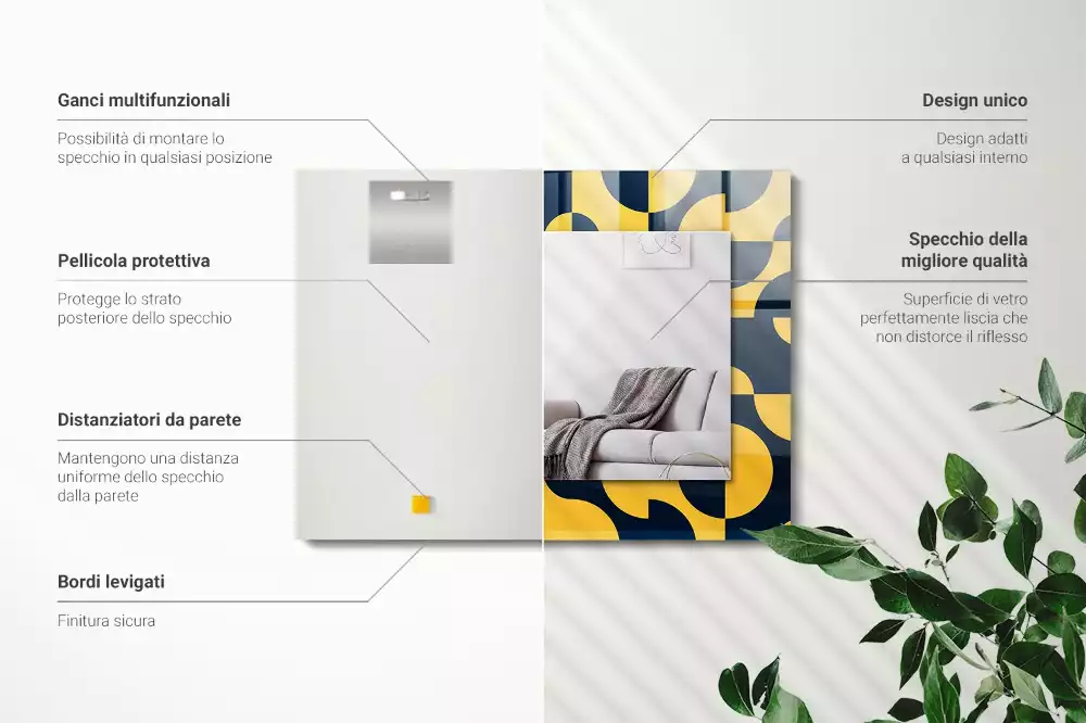 Rechthoekige spiegel met bedrukte lijst Abstract geometrisch patroon