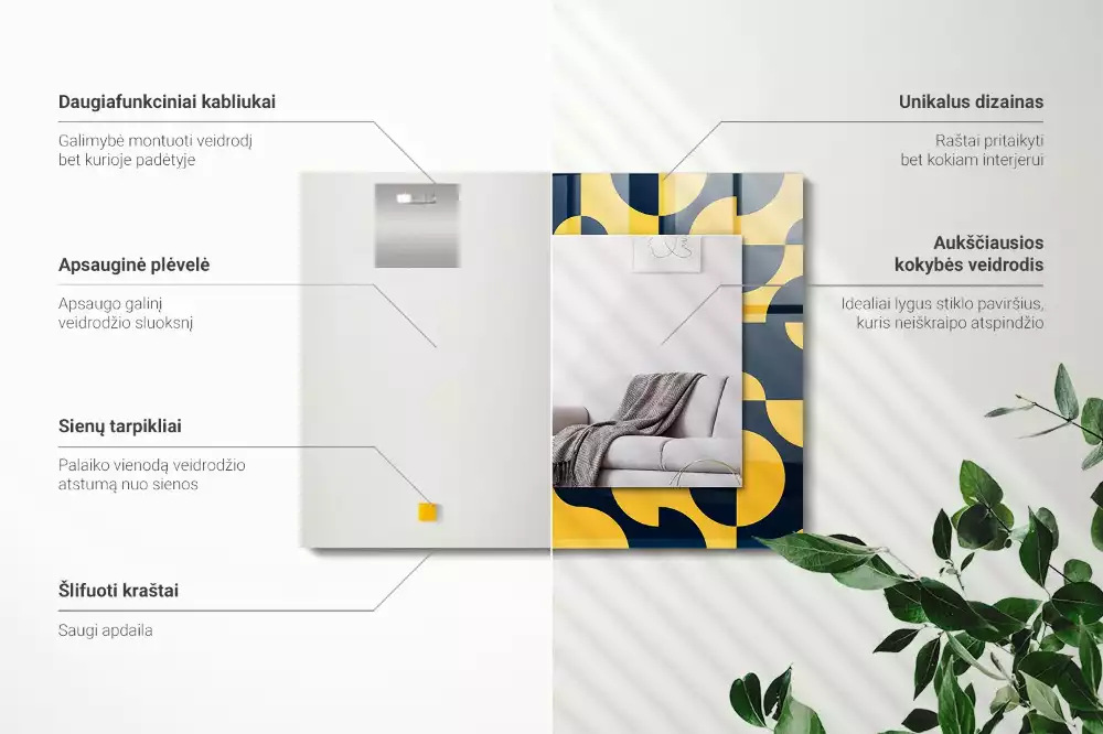 Rechthoekige spiegel met bedrukte lijst Abstract geometrisch patroon