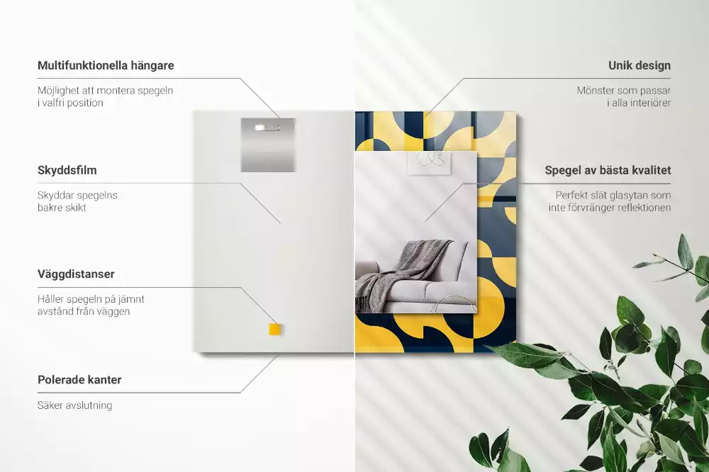 Rechthoekige spiegel met bedrukte lijst Abstract geometrisch patroon