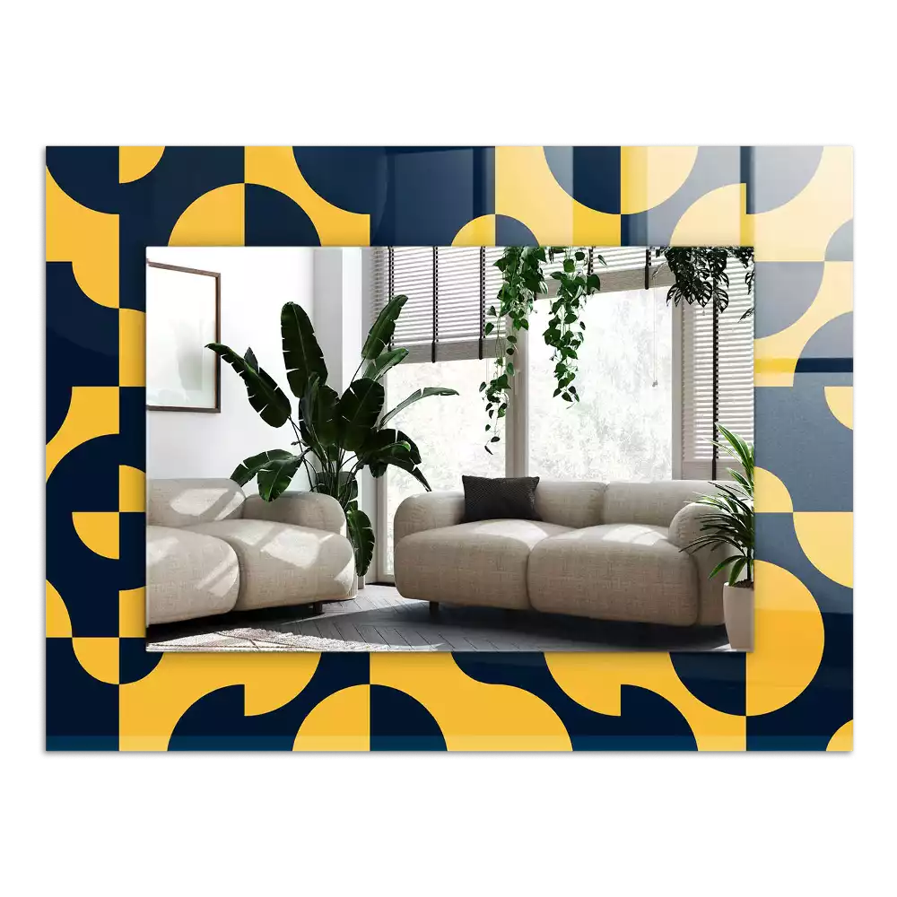 Rechthoekige spiegel met bedrukte lijst Abstract geometrisch patroon