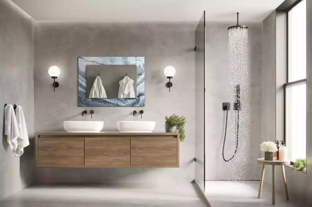 Rechthoekige spiegel met decoratie Marmer in tinten