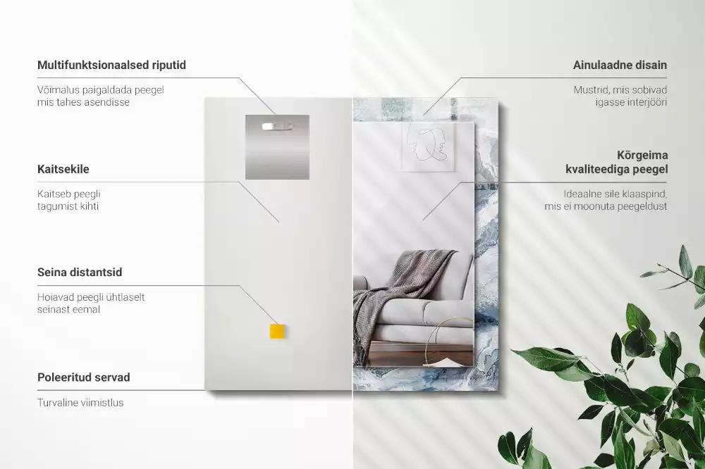 Rechthoekige spiegel met decoratie Marmer in tinten