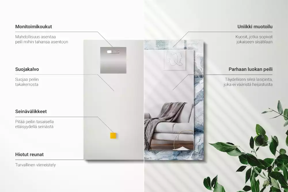 Rechthoekige spiegel met decoratie Marmer in tinten