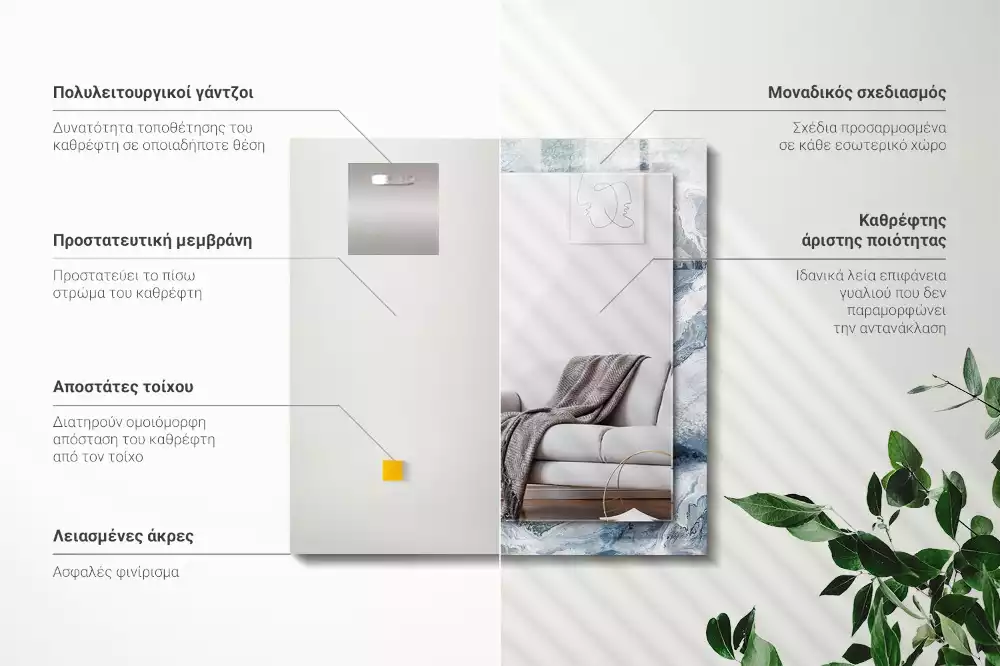 Rechthoekige spiegel met decoratie Marmer in tinten