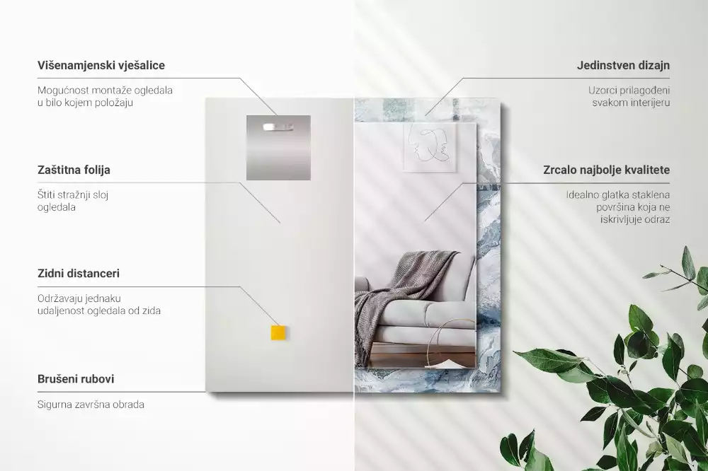 Rechthoekige spiegel met decoratie Marmer in tinten