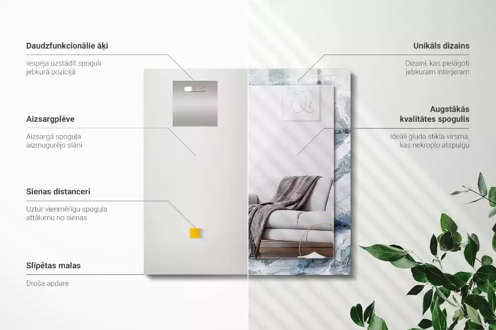 Rechthoekige spiegel met decoratie Marmer in tinten