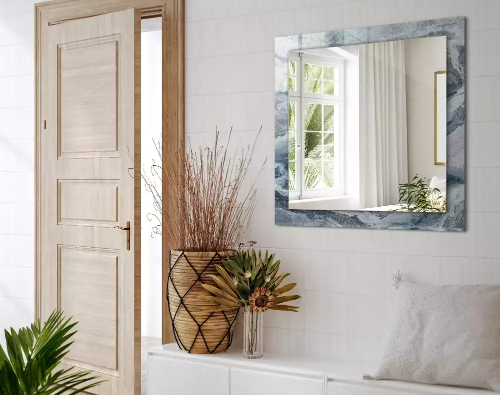 Rechthoekige spiegel met decoratie Marmer in tinten