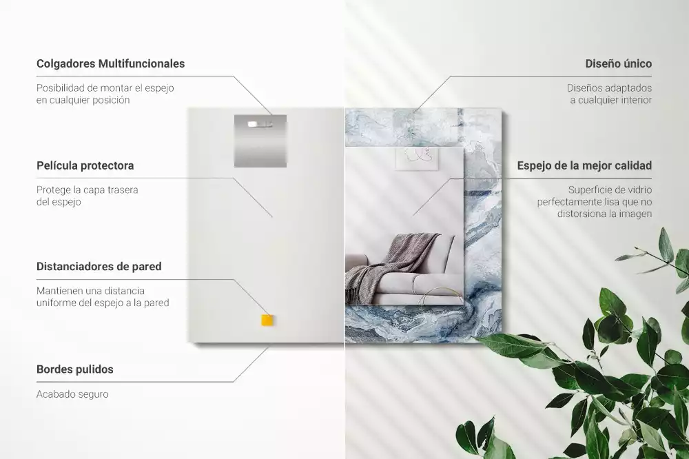 Rechthoekige spiegel met decoratie Marmer in tinten