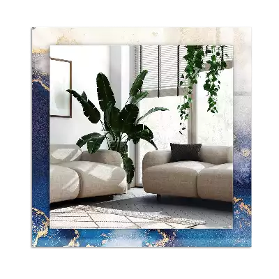 Rechthoekige spiegel lijst met print Abstracte plastische kunst