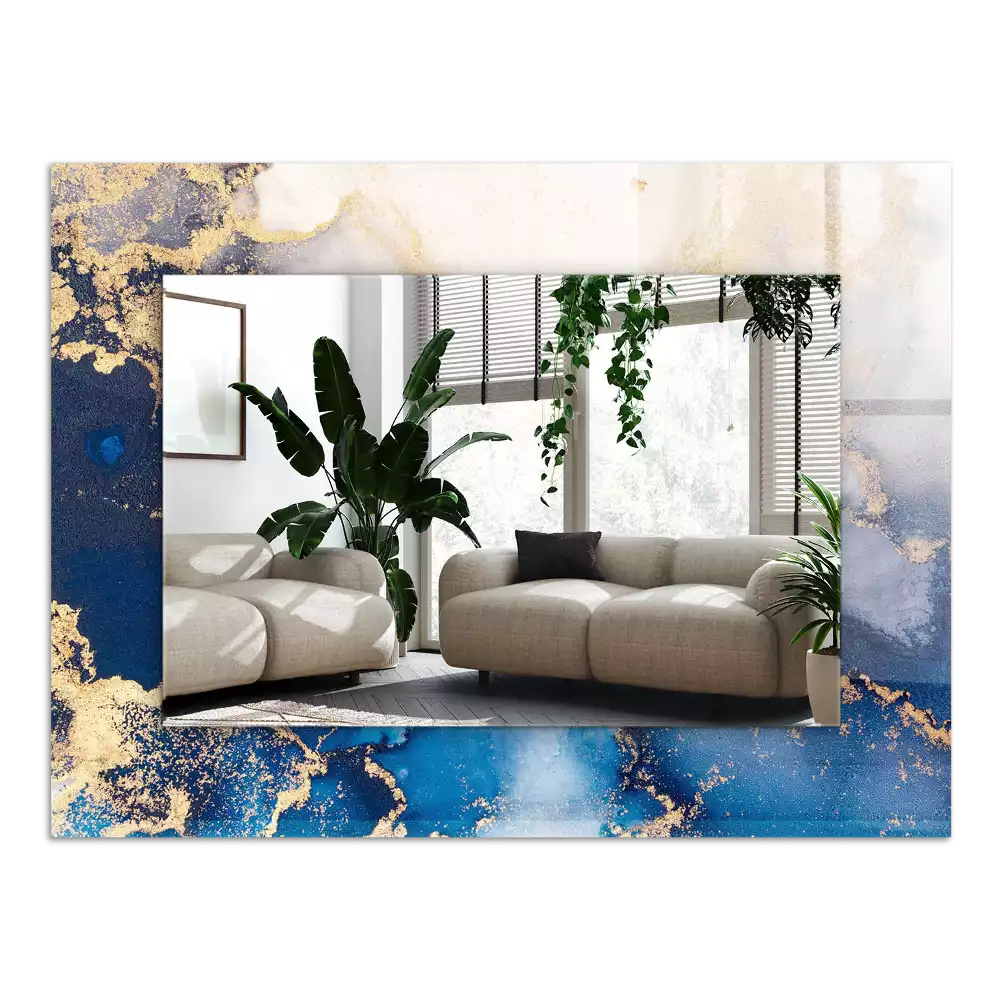 Rechthoekige spiegel lijst met print Abstracte plastische kunst