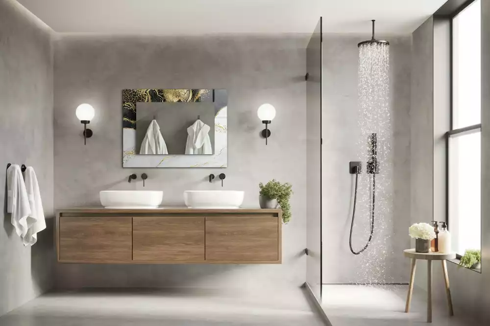 Bedrukte rechthoekige spiegel Abstracte gouden kunst