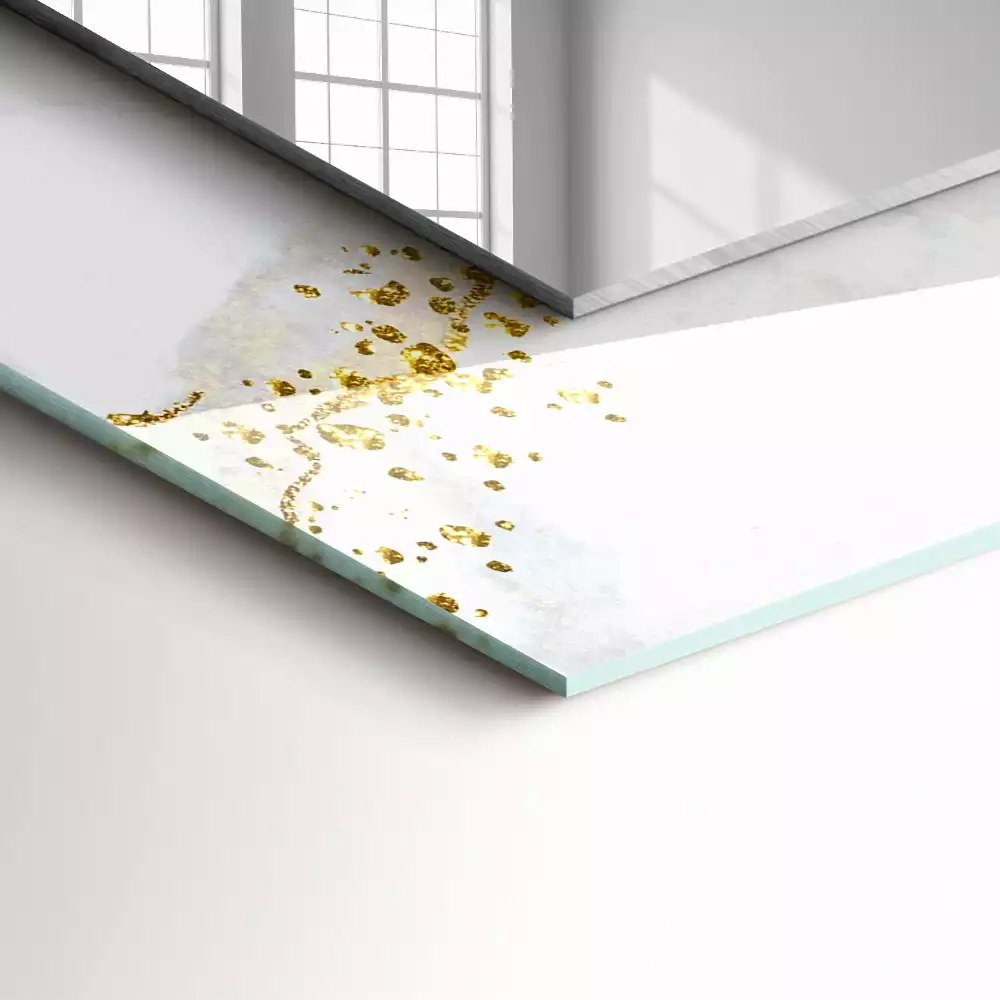Bedrukte rechthoekige spiegel Abstracte gouden kunst
