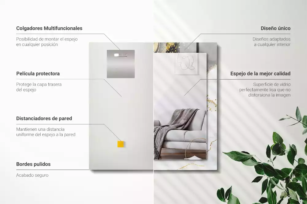 Bedrukte rechthoekige spiegel Abstracte gouden kunst