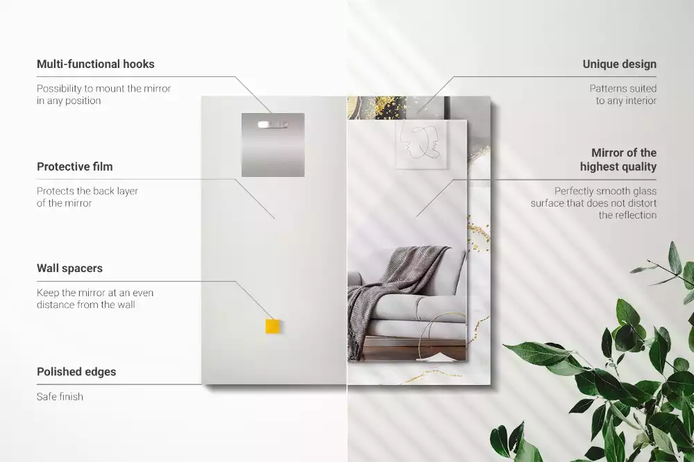 Bedrukte rechthoekige spiegel Abstracte gouden kunst