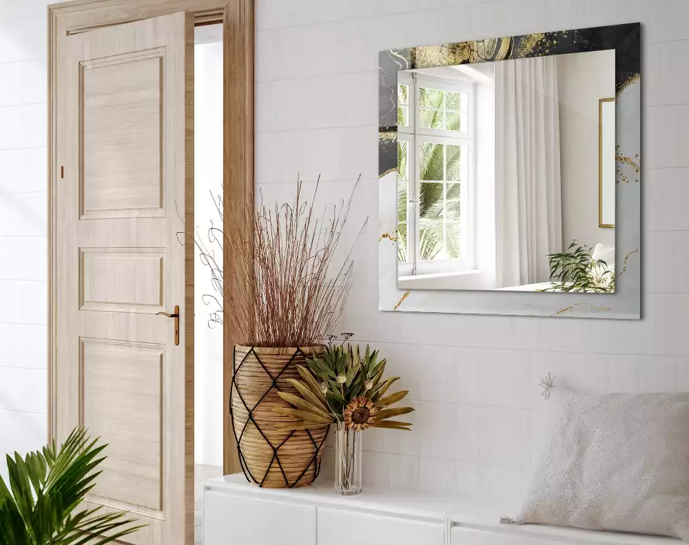 Bedrukte rechthoekige spiegel Abstracte gouden kunst