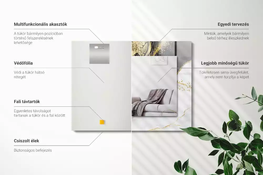 Bedrukte rechthoekige spiegel Abstracte gouden kunst