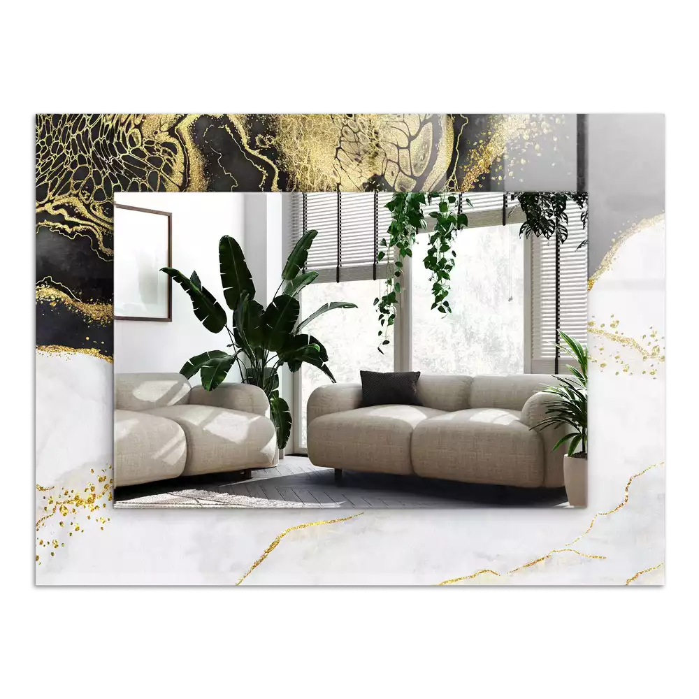 Bedrukte rechthoekige spiegel Abstracte gouden kunst