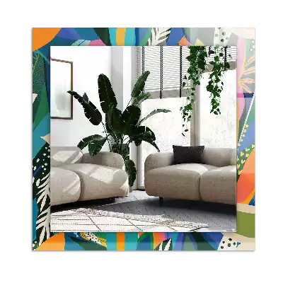 Rechthoekige spiegel met bedrukte lijst Kleurrijke abstracte bloemen