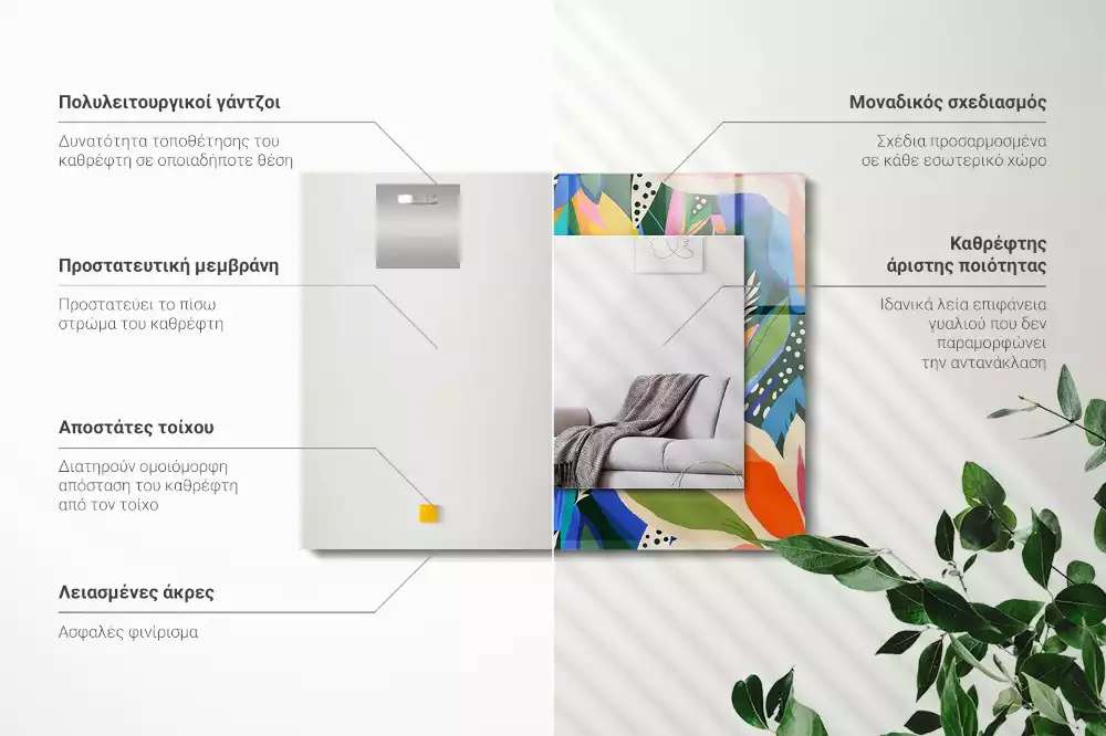 Rechthoekige spiegel met bedrukte lijst Kleurrijke abstracte bloemen