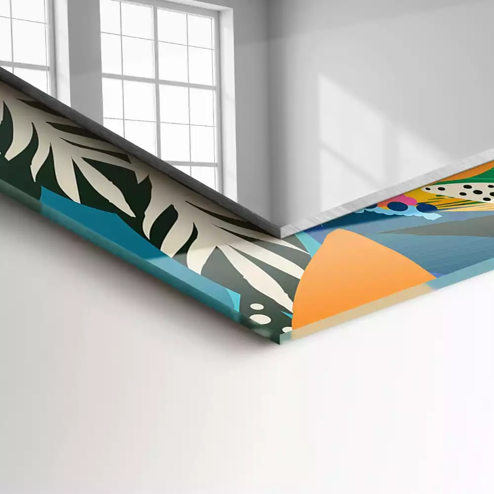 Rechthoekige spiegel met bedrukte lijst Kleurrijke abstracte bloemen