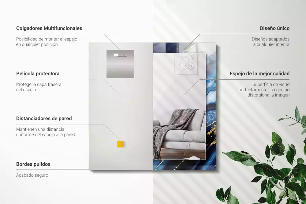 Rechthoekige spiegel met decoratie Abstracte marmeren kunst