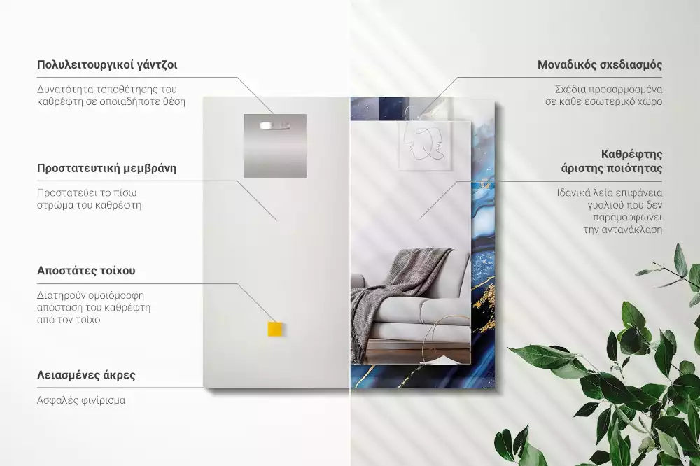 Rechthoekige spiegel met decoratie Abstracte marmeren kunst