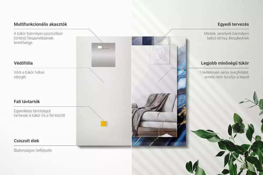 Rechthoekige spiegel met decoratie Abstracte marmeren kunst