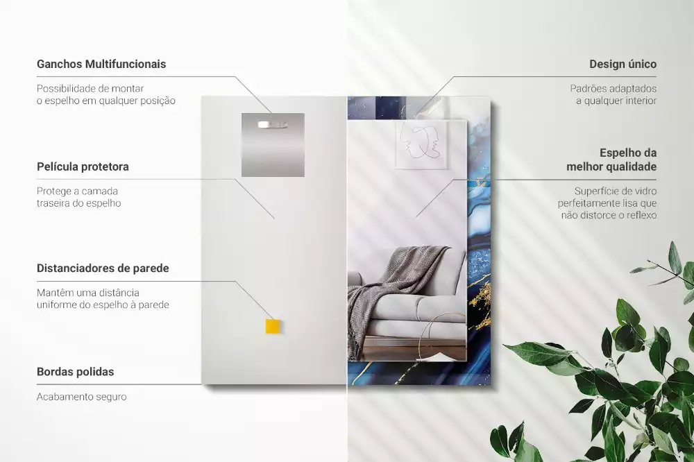 Rechthoekige spiegel met decoratie Abstracte marmeren kunst