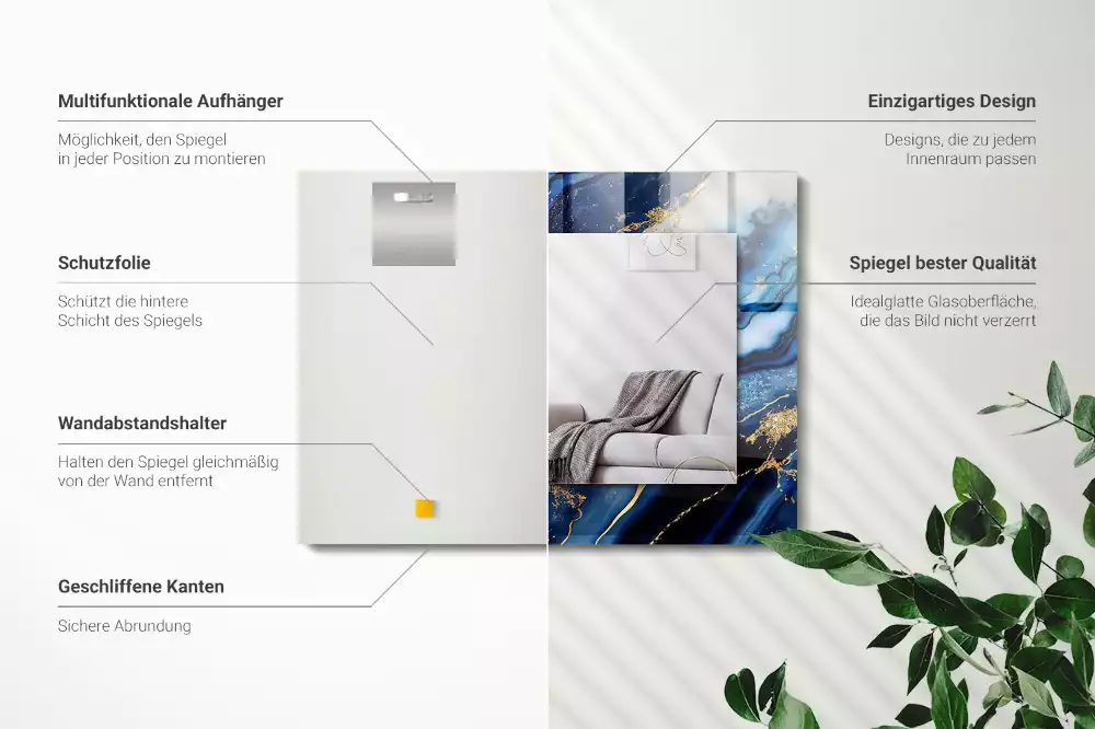 Rechthoekige spiegel met decoratie Abstracte marmeren kunst