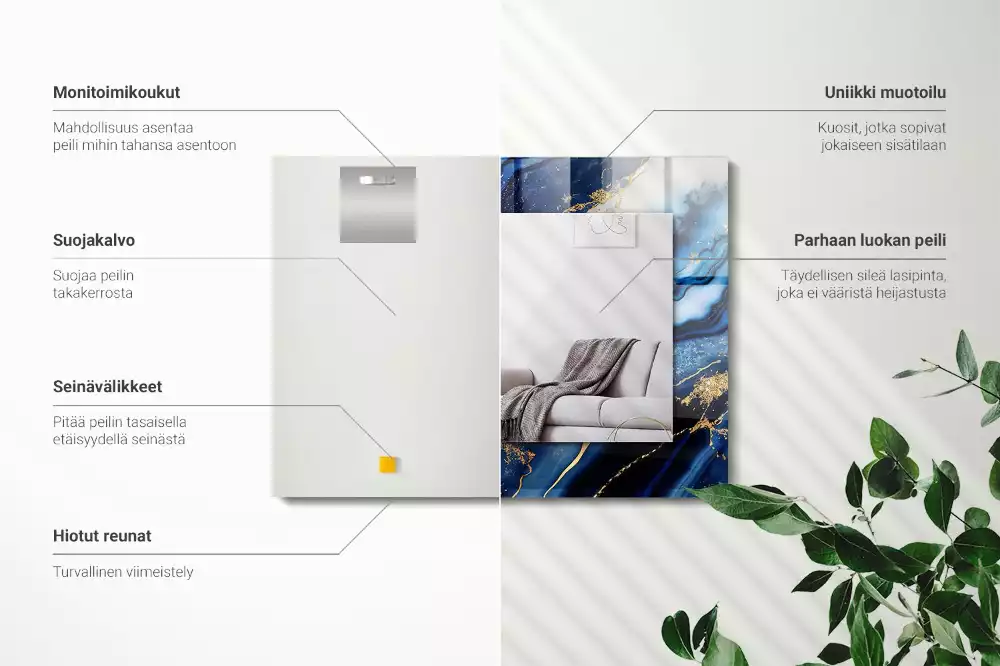 Rechthoekige spiegel met decoratie Abstracte marmeren kunst