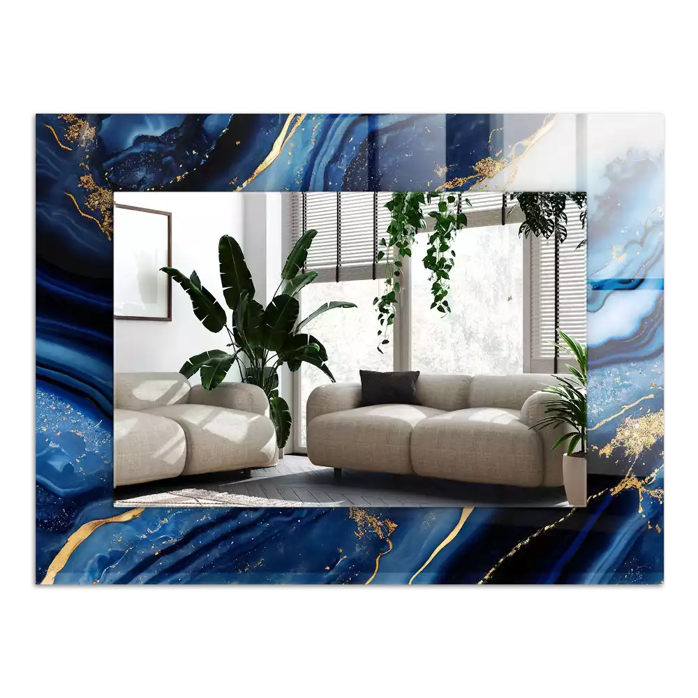 Rechthoekige spiegel met decoratie Abstracte marmeren kunst