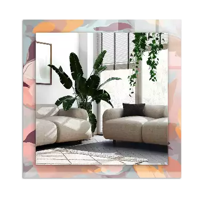 Rechthoekige spiegel met bedrukte lijst Bloemen bladeren pastel