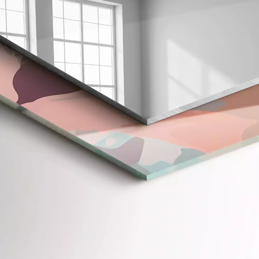 Rechthoekige spiegel met bedrukte lijst Bloemen bladeren pastel