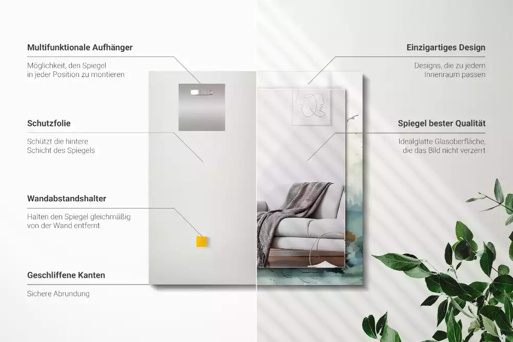 Rechthoekige spiegel met decoratie Bos in de mist