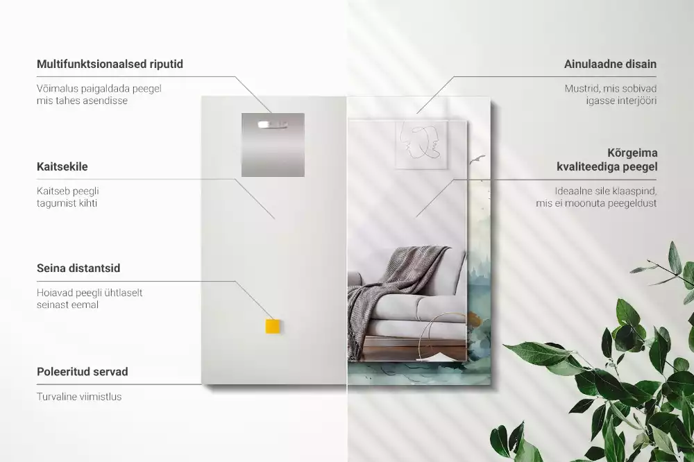 Rechthoekige spiegel met decoratie Bos in de mist